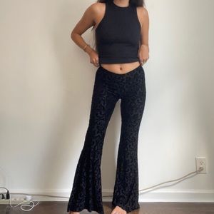 Velvet burnout flare stretch pants